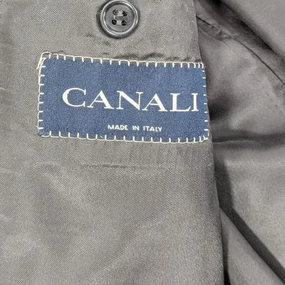 Canali Mens 50L Wool Blazer‎ Sport Jacket 2 Button Gray Striped Italy *Flaw*
